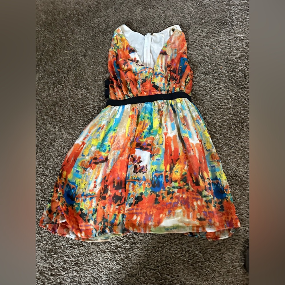 Mustard Seed Orange Plunge Mini Dress Cocktail